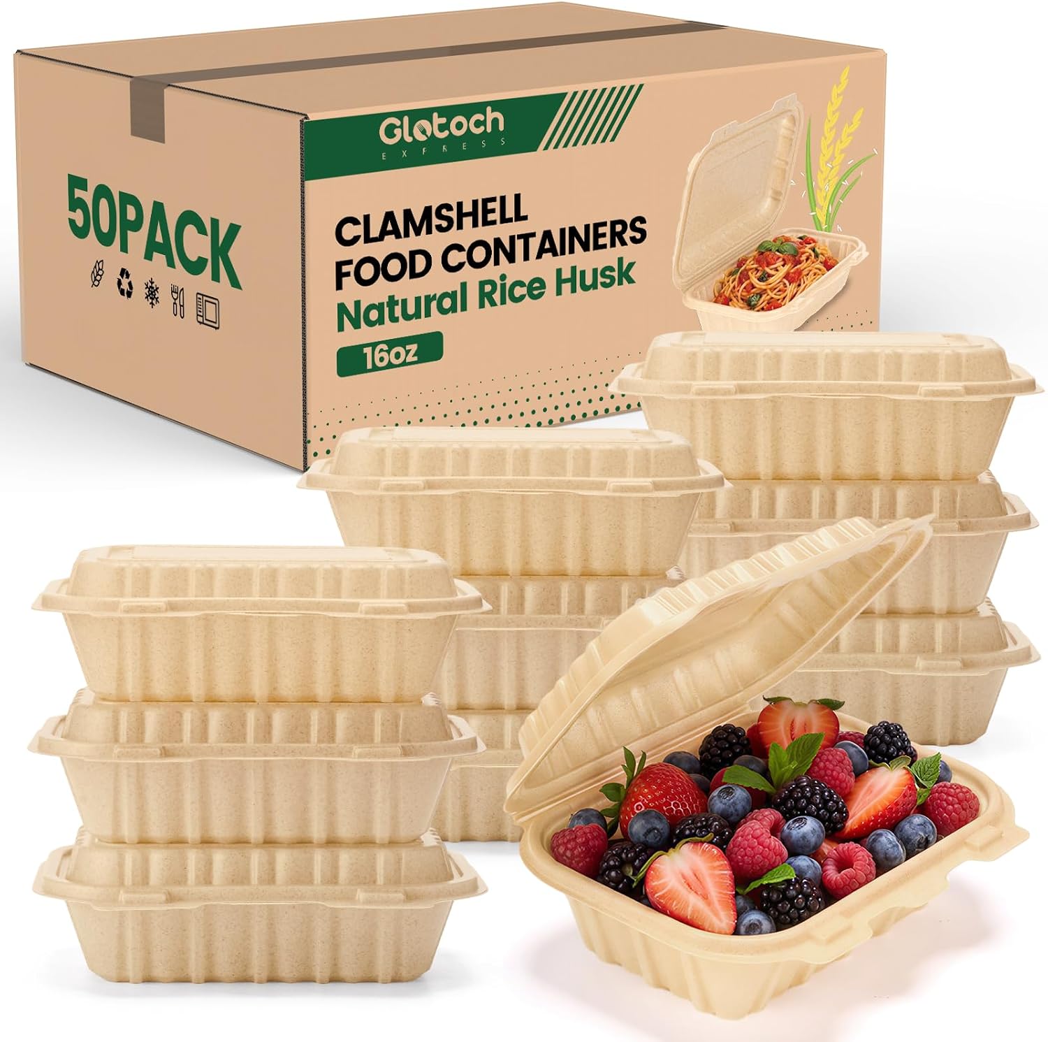 Meal Prep Microwave - Confezione da 50 Contenitori Clamshell da