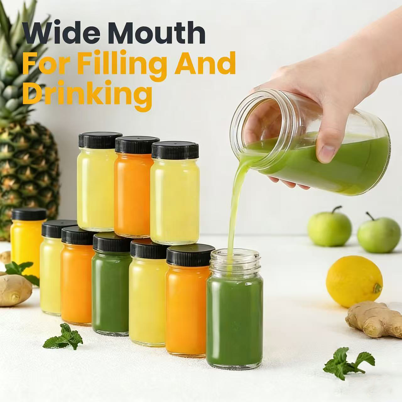 Meal Prep Juice Bottles - 6 bottiglie di succo in vetro